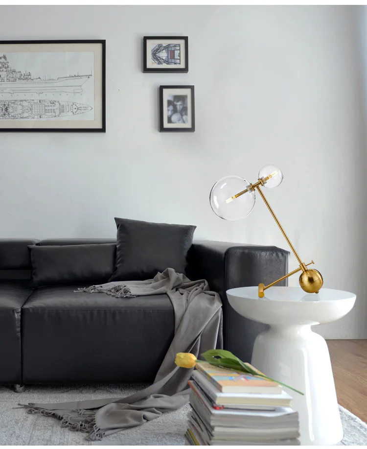 Скандинавская креативная спальня Студенческая Настольная лампа с двойным стеклом, складной светодиодный Настольный светильник с защитой глаз