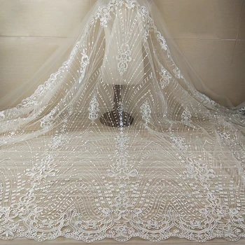 

2Yard Vintage White Embroidery Tissu Nigerian Laces Fabric Bridal French Tulle Lace Fabric For Wedding Party Puntillas Bordadas