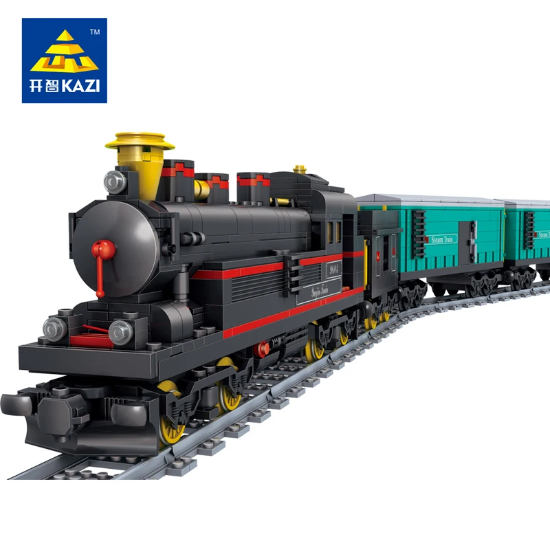 KAZI Classical Chinese Yuejin Train Model with Track Building Blocks Children Educational Toys Compatible with lego KAZI Classical Chinese Yuejin Train Model with Track Building Blocks Children Educational Toys Compatible with lego