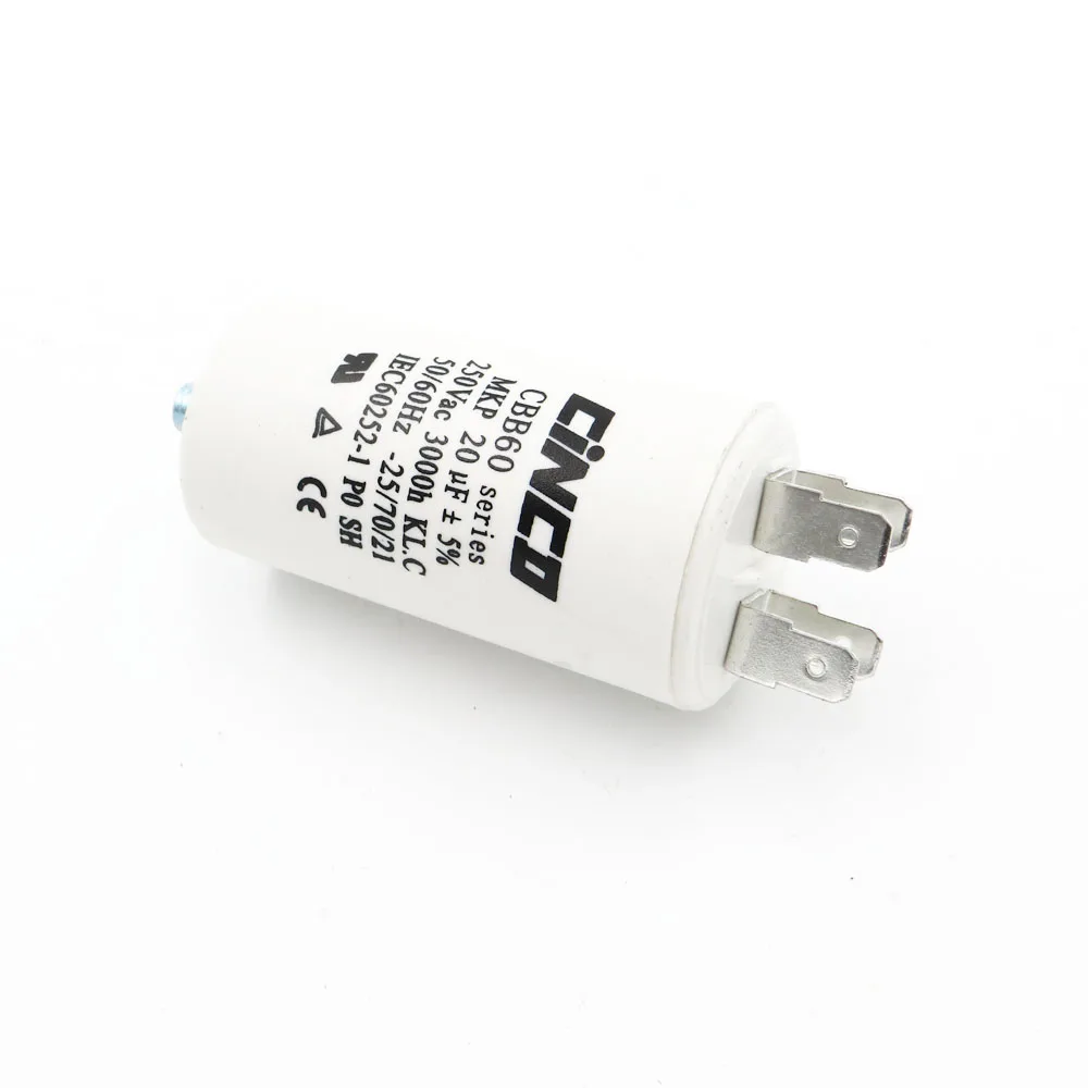 

CBB60 Motor Running Capacitors 20MFD 250VAC Double Faston Ac 250V 220V Water Pump electrical Capasitor engine 20uf 20mf