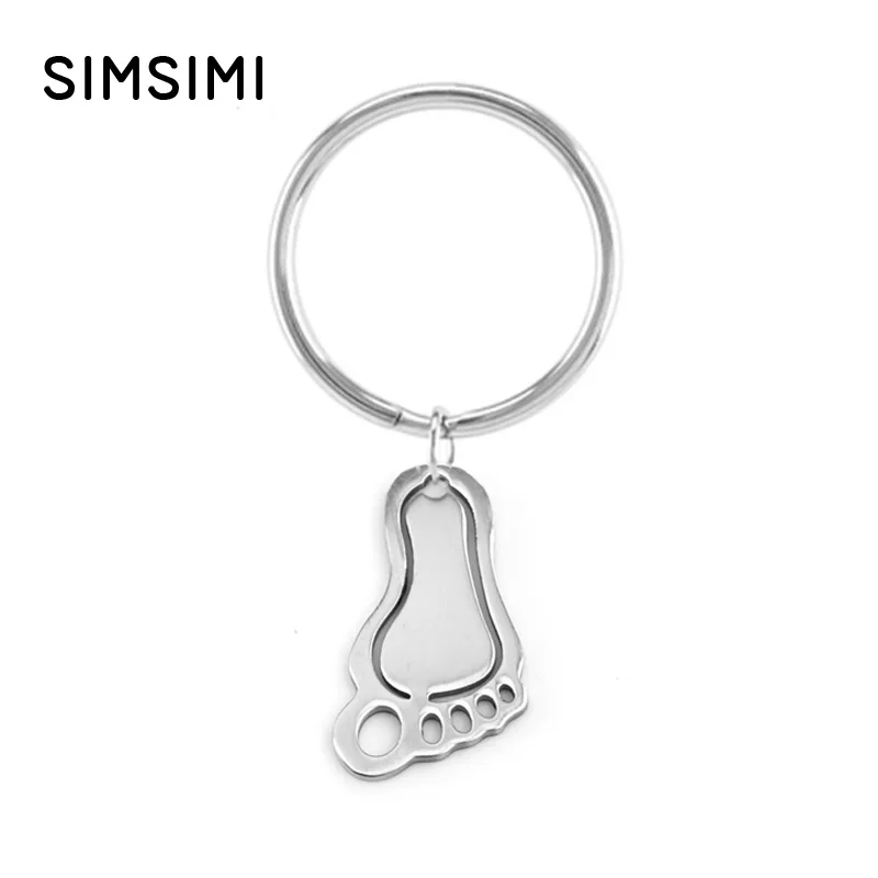 

Simsimi foot pendant charms 28mm Keychain blank charm for personalized print engraved key chain Stainless steel wholesale 10pcs