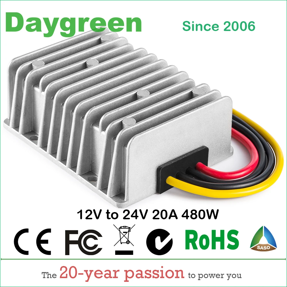 12 V-24 V 20A импульсный повышающий DC регулятор постоянного тока 20 Ампер 500 ватт Daygreen качественный продукт 12VDC для 24VDC 20AMP