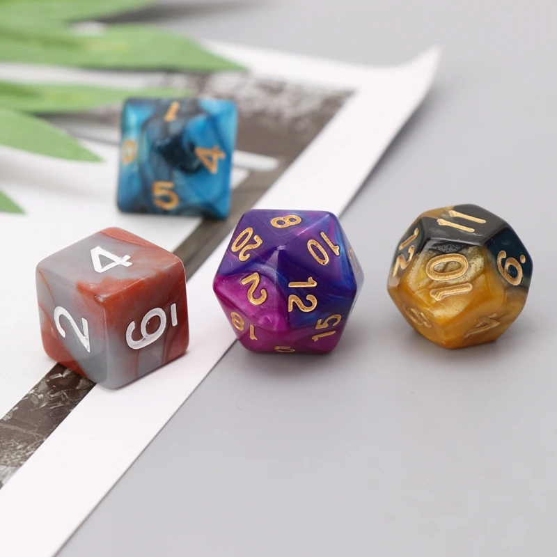 7 шт./компл. кубики бусины трпг игры D4 D20 многогранные красочные|Кубики| |