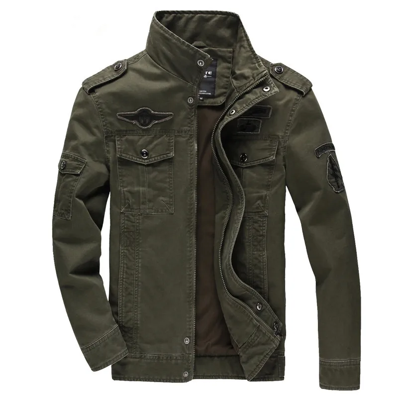 Мужская джинсовая куртка военный армейский солдат ВВС один мужской бренд пальто Новинка весна осень Мужская куртка Бомбер размера плюс 6XL - Цвет: Army green
