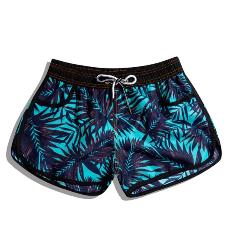 Мужские и женские парные пляжные шорты, летние шорты для серфинга с принтом листьев кокосовой пальмы, шорты с карманами - Цвет: Women XL