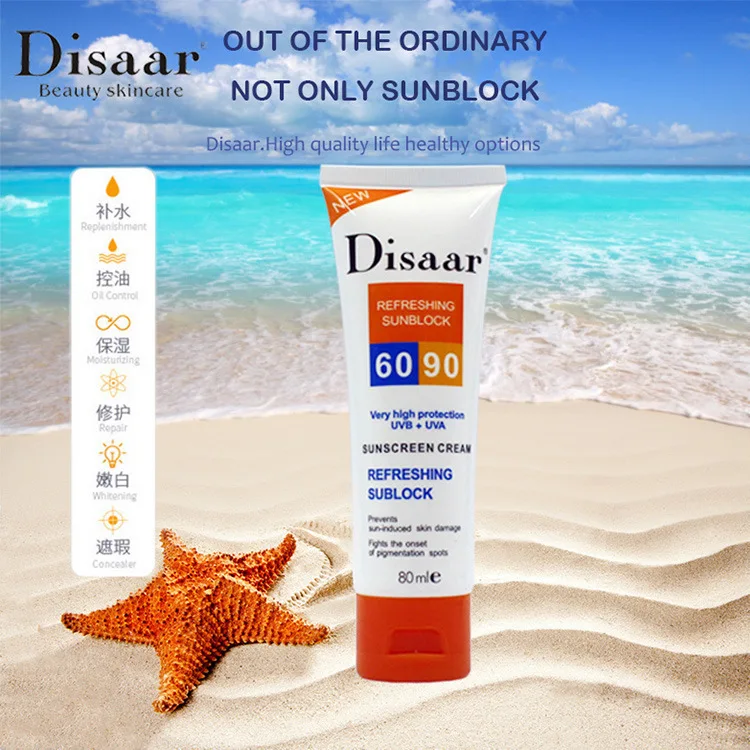 DISAAR SPF 90++ солнцезащитный крем водонепроницаемый UVA UVB радиационный солнцезащитный крем отбеливающий крем изолирующий солнцезащитный крем для лица 80 г