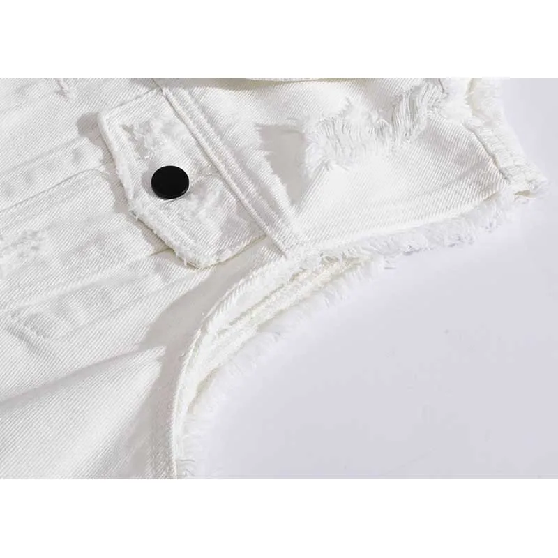 Модный корейский стиль Спелые джинсовый жилет белый Для мужчин куртка без рукавов для похудения ретро джинсы хлопковый жилет из искусственного меха