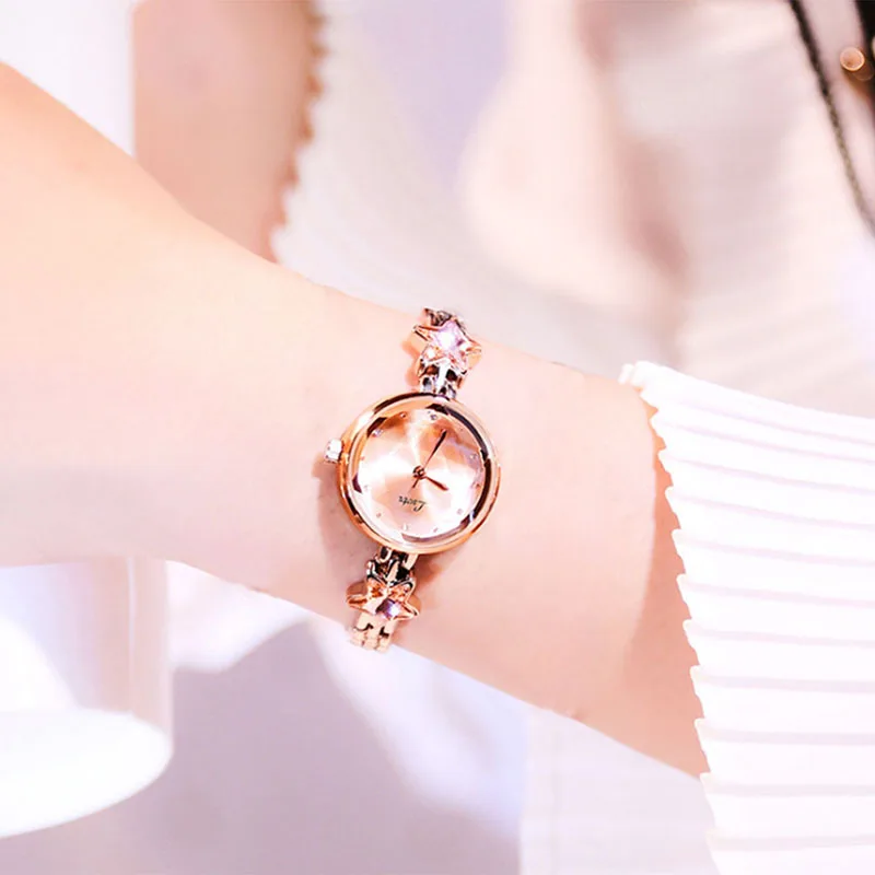 

Women Lady Girl Wrist Quartz Watch Star Alloy Strap Round Luxury For Business Party TT@88