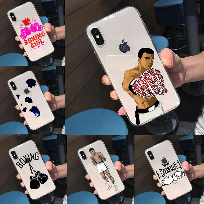 

Thai Fight Boxing Style Thin Cear Phone Shell For iPhone XS Max 8 8Plus 7 6 6SPlus SE 5S X Personality Boxing Cartoon Panda Case