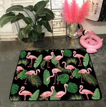 

Europe INS 100*160cm Europe Style Flamingo Printing Carpets Anti Slip Water Proof Kitchen Bedroom Rugs Bathroom Hallway mat rug