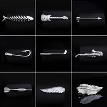 1 шт. Мужской зажим для галстука рыбья кость лист Гитара перо саксофон несколько стилей Серебряный тон металлический зажим для галстука зажимы галстука подарки