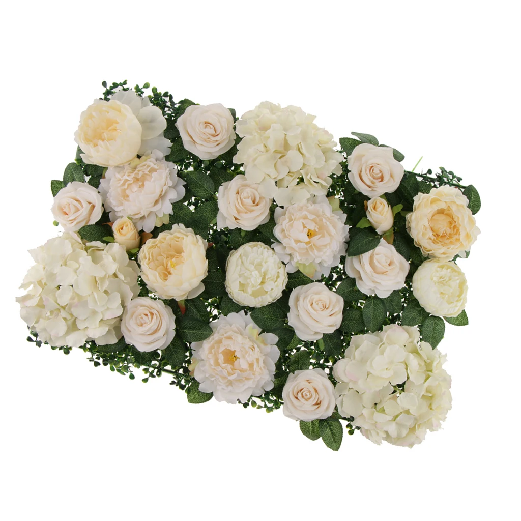 Artificial Hydrangea Flower Panel Silk Rose Peony Flower Wall Decor for Wedding Venue Background Candy Wall Photo Areas Ornament