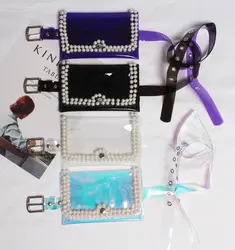 Перламутровый ПВХ поясной ремень с сумкой Женская модная прозрачная пластиковая голографическая фиолетовая Черная Женская поясная сумка