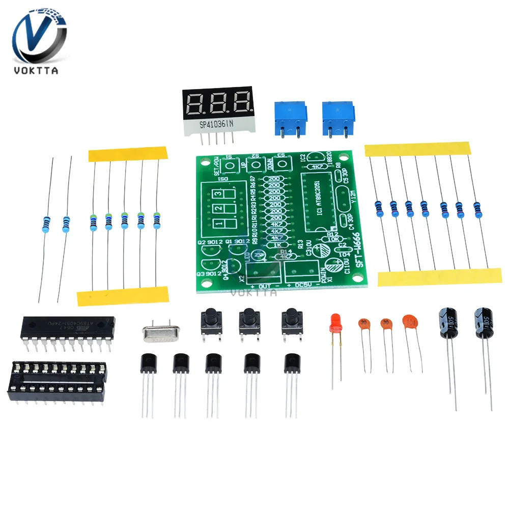 AT89C2051 DS18B20 ЖК-цифровой контроллер температуры DIY Kit 5 В DC микроконтроллер термометр метр Электронный термостат