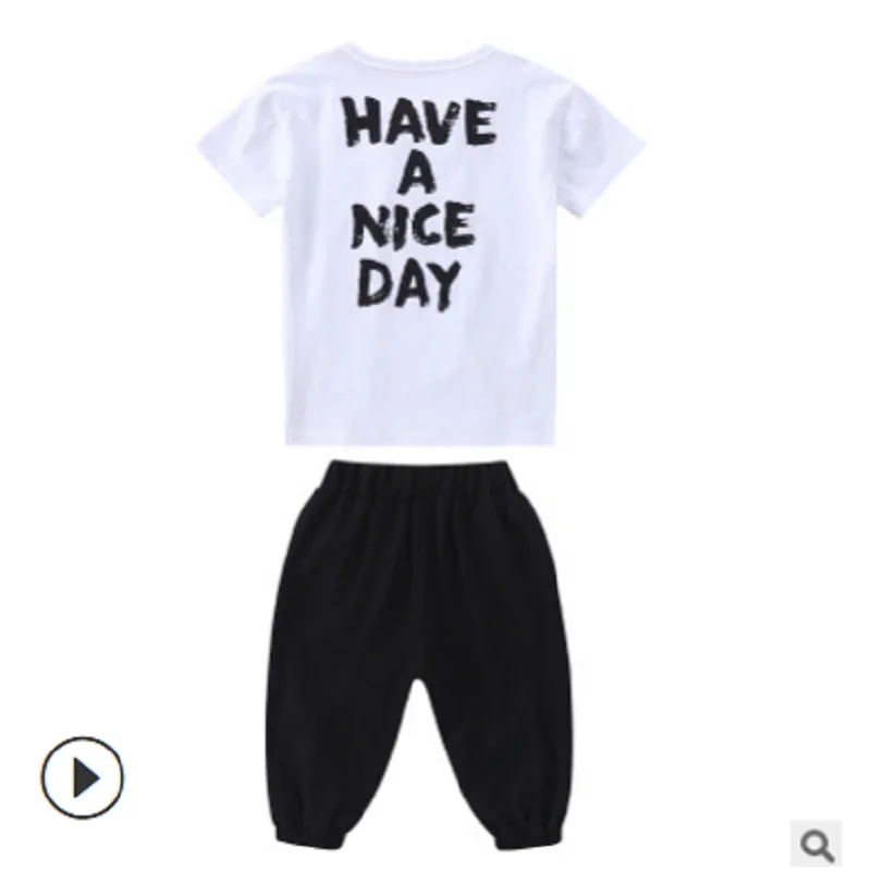 

Boys Sports Clothing Set 2019 New Summer and Spring Kids Clothes Sets Children Suits 2 Smile Blck Letter Colors Size4-14 ly060