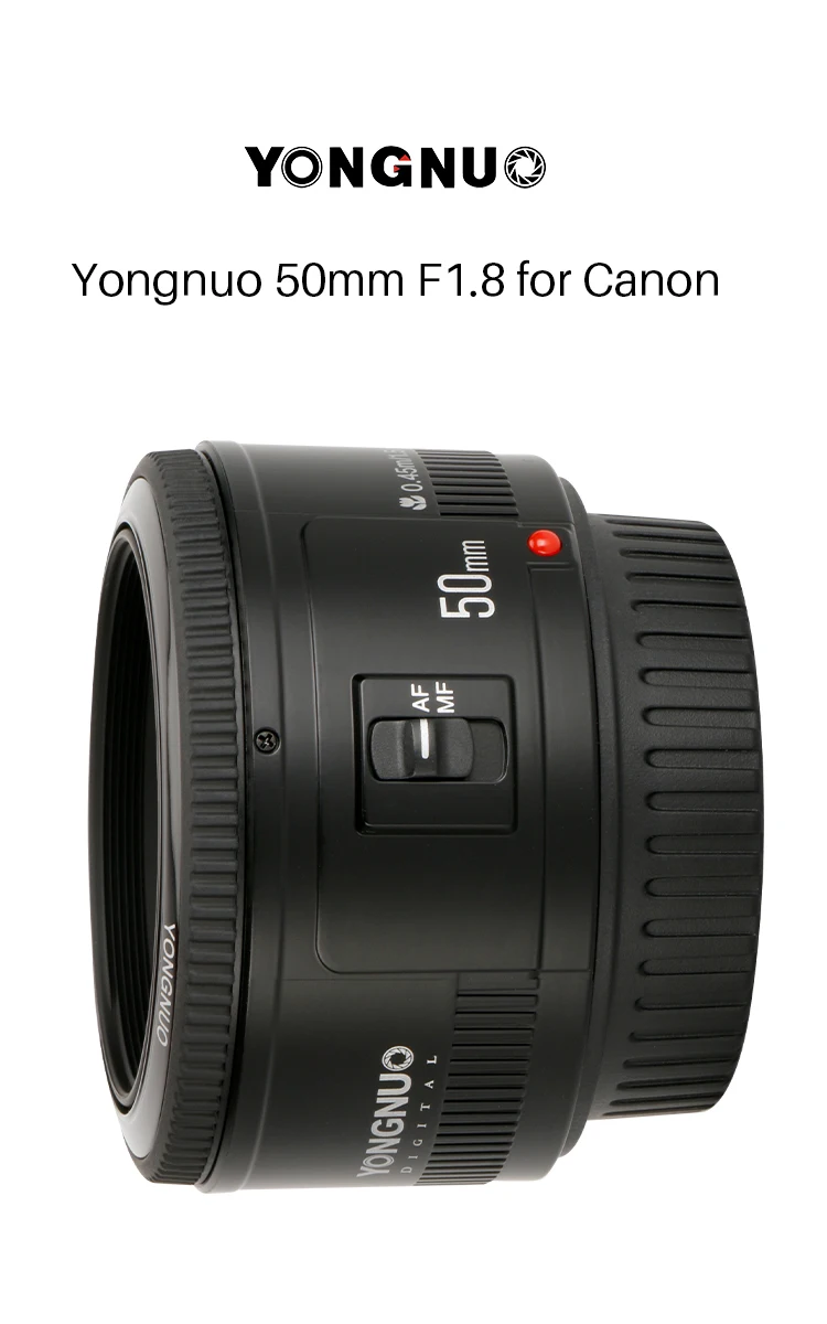 Объектив YONGNUO YN50mm YN50 F1.8 EF 50 мм AF MF для камеры Canon Rebel T6 EOS 700D 750D 800D 5D Mark II IV 10D 1300D