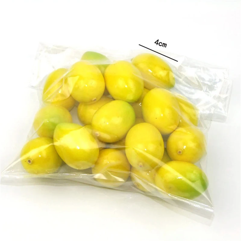 20 шт Мини искусственные фрукты, пена персика, дешево, яблоко, вишня, имитация поддельных фруктов, для дома, свадьбы, вечеринки, сада, для украшения - Цвет: Lemon