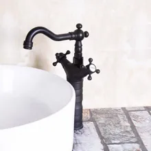 Черное масло втирают Латунное одно отверстие поворотный носик кухонная раковина ванная комната сосуд бассейна кран горячей и холодной ручки смесителя anf140