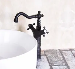 Black Oil Rubbed Brass Single Hole Swivel Spout Kitchen Sink Bathroom Vessel Basin Faucet Hot & Cold Handles Mixer Tap anf140