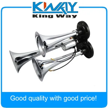

CHROME IMPACT 12V 120DB 3 TRIPLE TRUMPET SUPER LOUD TRAIN SOUND AIR HORN KIT