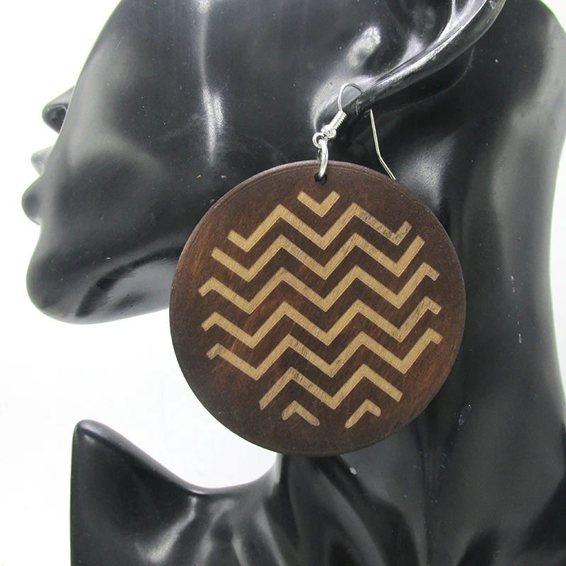 

5pair/lot! Zig Pattern Wood Earrings can mixed 2 colors