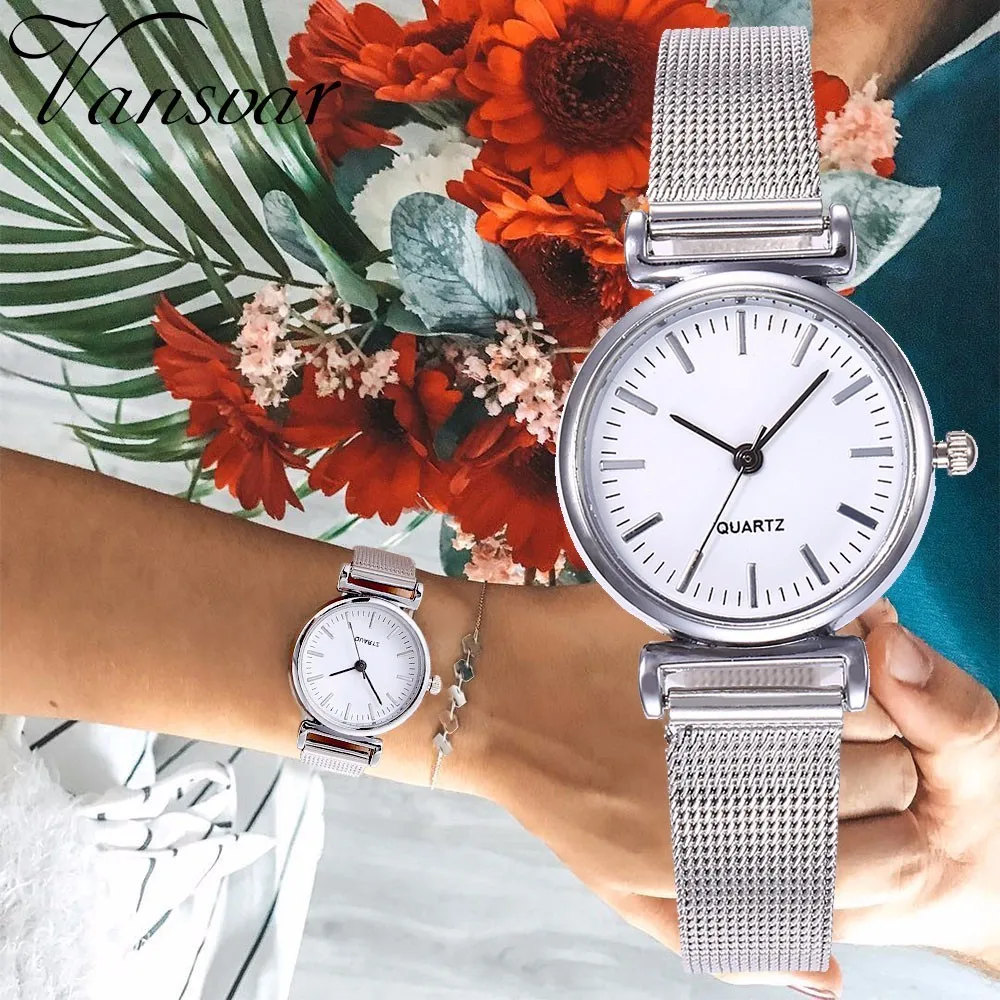 

Fashion Women Silver Mesh Quartz Wrist Watch Casual Luxury Women's Simple Style Watch Clock Relogio Feminino Drop Shipping