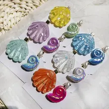 Океан свежие стильные, из ацетатного волокна витая Морская ракушка женская заколка для волос девушки сладкие конфеты Цвет Прозрачная шпилька романтическая Заколка-Утконос