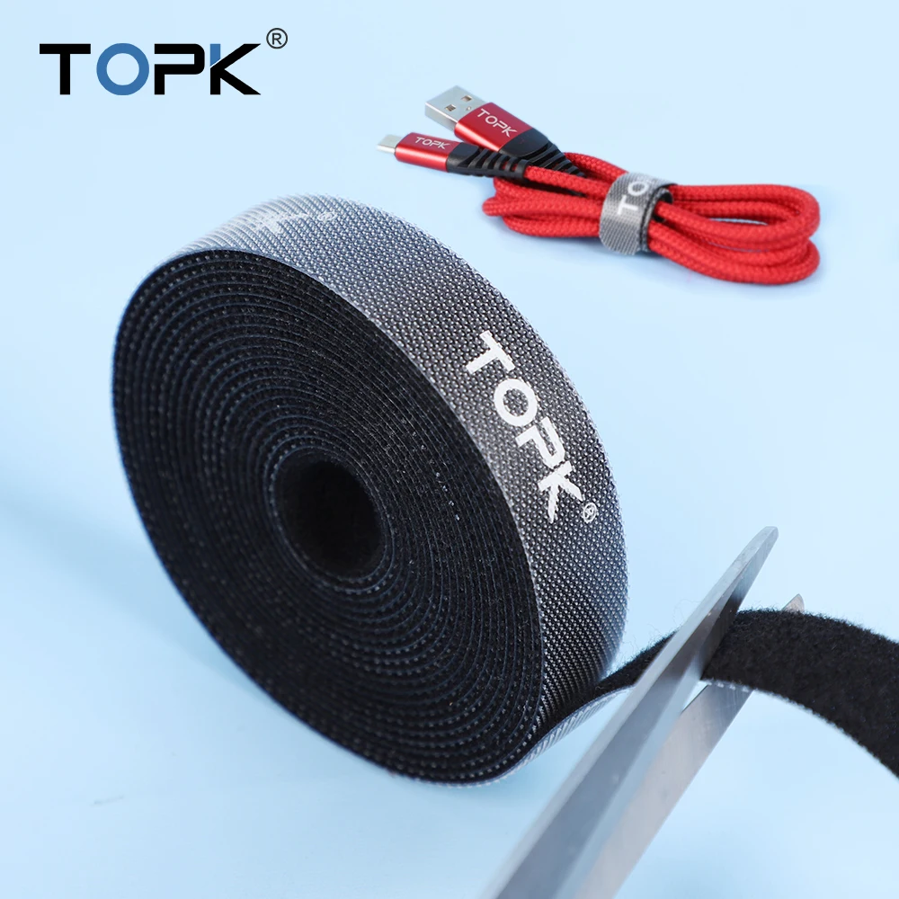 TOPK нейлоновая Волшебная наклейка защитный кабель Органайзер провода намотки наушников шнур мышки управление для iPhone samsung Xiaomi