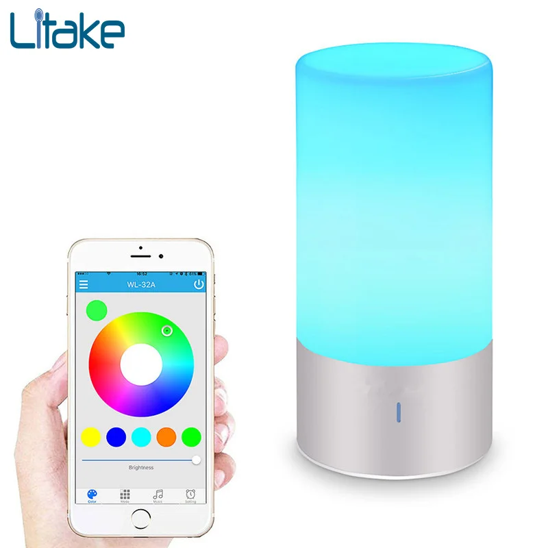 Litake светодиодный настольный светильник Bluetooth прикроватная лампа Динамик Сенсорный датчик лампа для чтения смартфон управление RGB изменение цвета