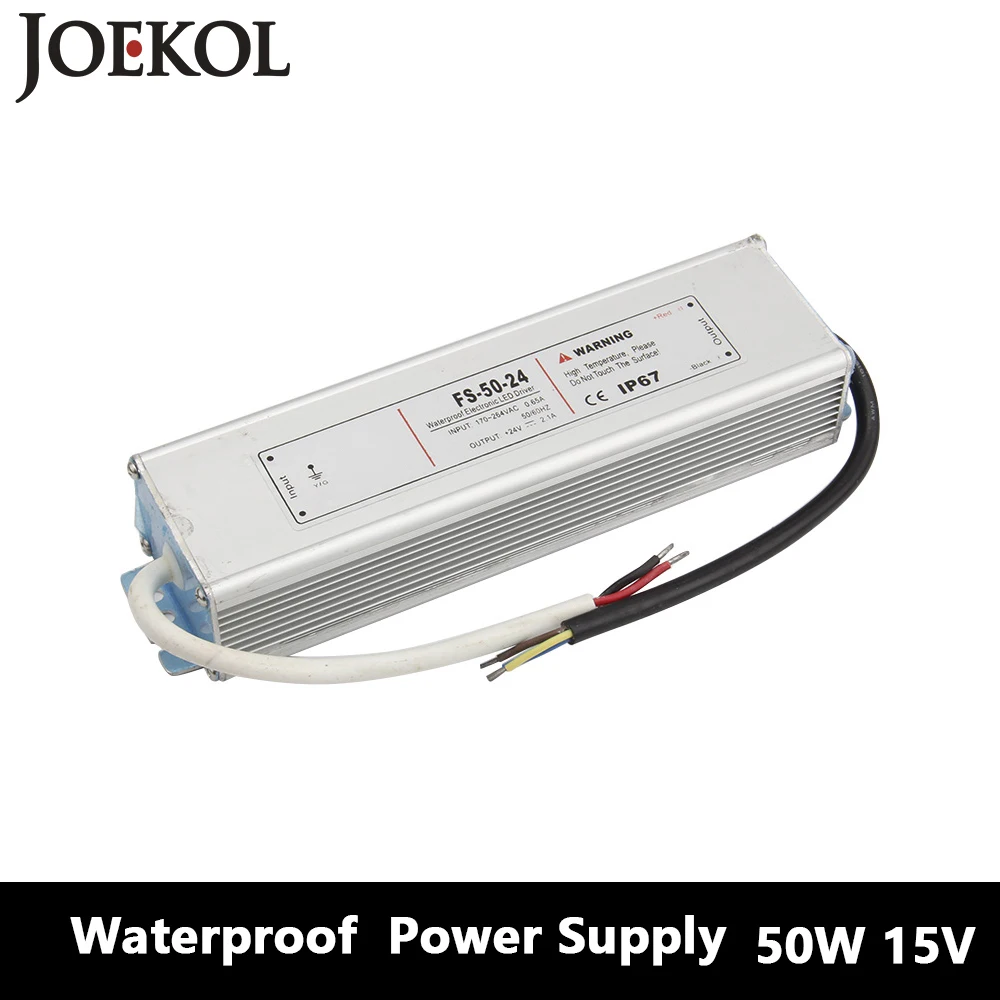 

Led Driver Transformer Waterproof Switching Power Supply Adapter,,AC170-260V To DC15V 50W Waterproof Outdoor IP67 Led Strip Lamp