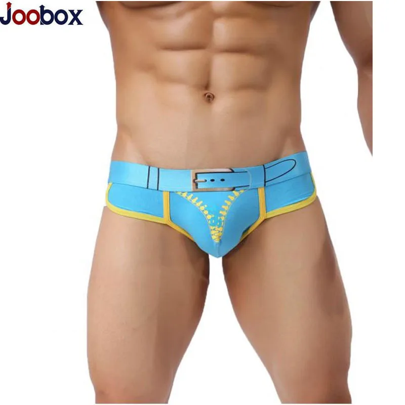 New Cotton Men Briefs Underwear Men's Sexy Zipper Printed Underwear