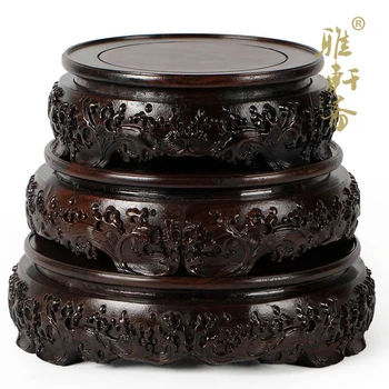 

Zhai stone crafts mahogany base TZ solid wood base circular aquarium flowerpot vase ornaments.