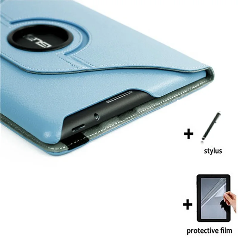 

3in1 Rotating 360 Degree Luxury Folio Stand Leather Case Cover +Clear Screen Protector + Stylus For ASUS MeMO Pad 10 ME102A K00F