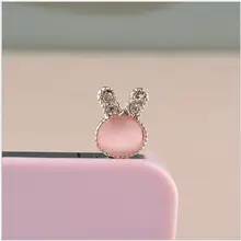 Хрустальные стразы милые кроличьи ушки пылезащитный заглушка роскошные аксессуары для телефонов модный телефонный разъем для подвески-шармы для телефона