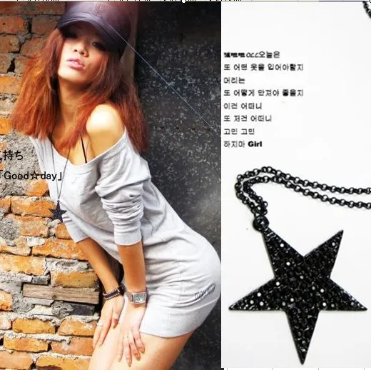 

Italina Elegant Lady Star Necklace Black Gun Plated Fine Chain Jewelry Star Pendant Necklace For Women Wholesale C187