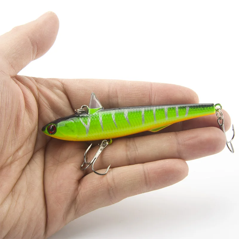  1pcs   Winter Fishing Hard Bait VIB With Lead Inside Ice Sea 14.5g 9cm Fishing Tackle Diving Swivel Jig Wobbler Lure 