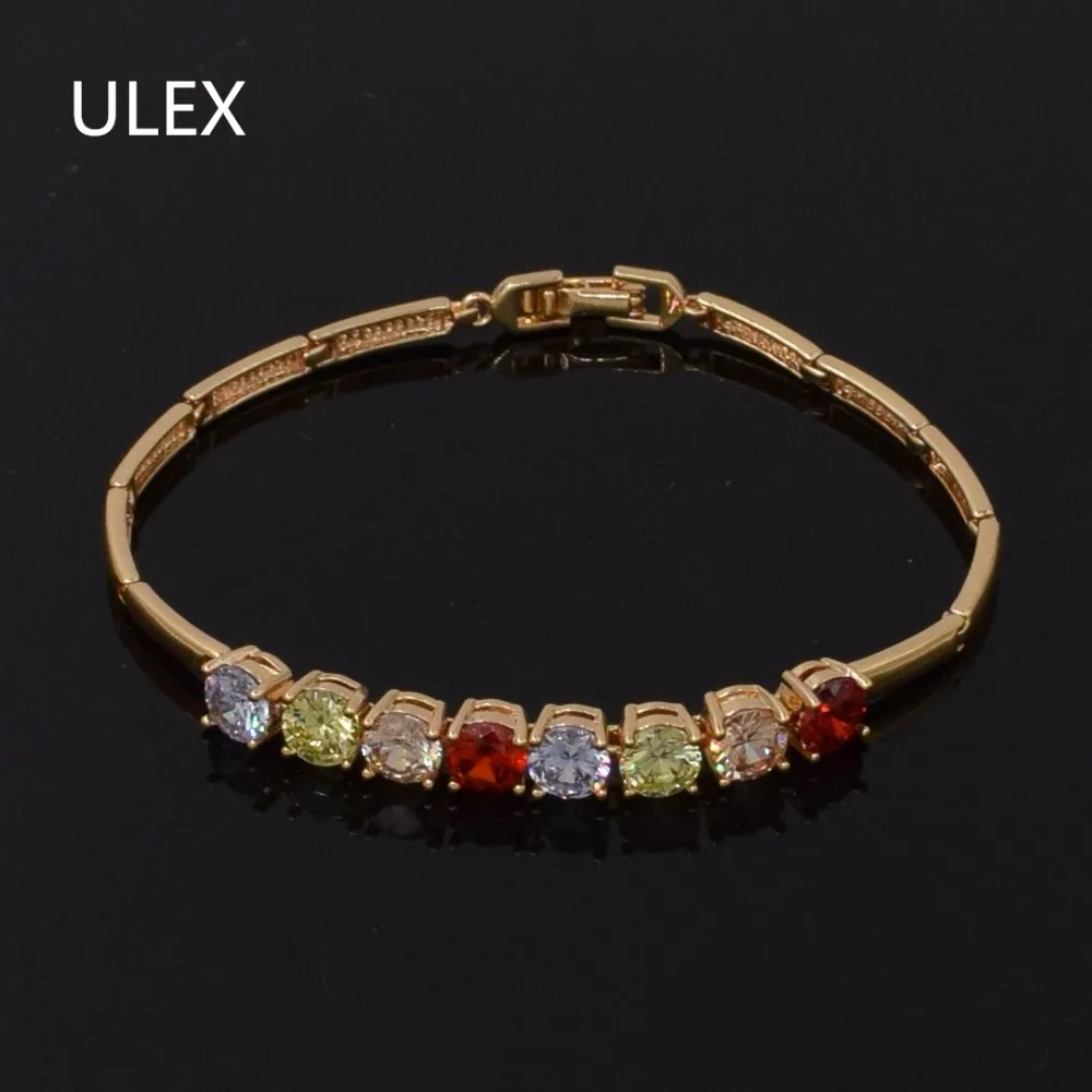 

2017 Top Quality Multicolour Exquisite Rose Gold Color Bracelet Austrian Crystals AAAA Cubic Zirconia for Women Wedding Gift