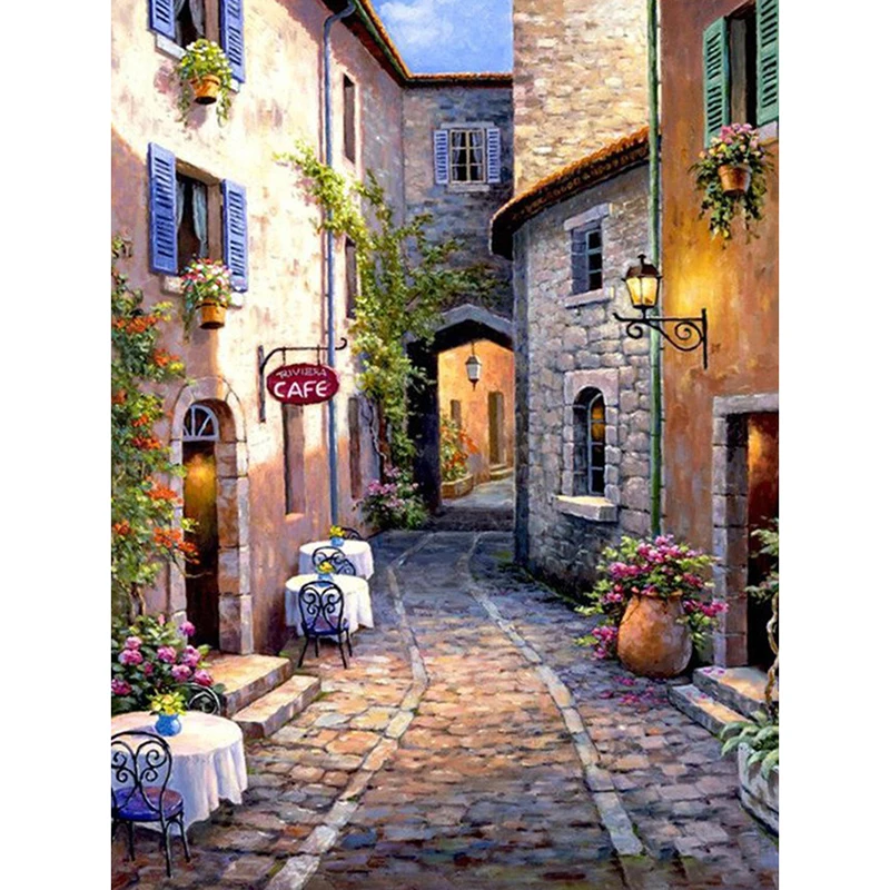 

Diamond Painting Full Drill Path In Town Diamond Embroidery Cross Stitch Mosaic Rhinestones Home Decorative KBL
