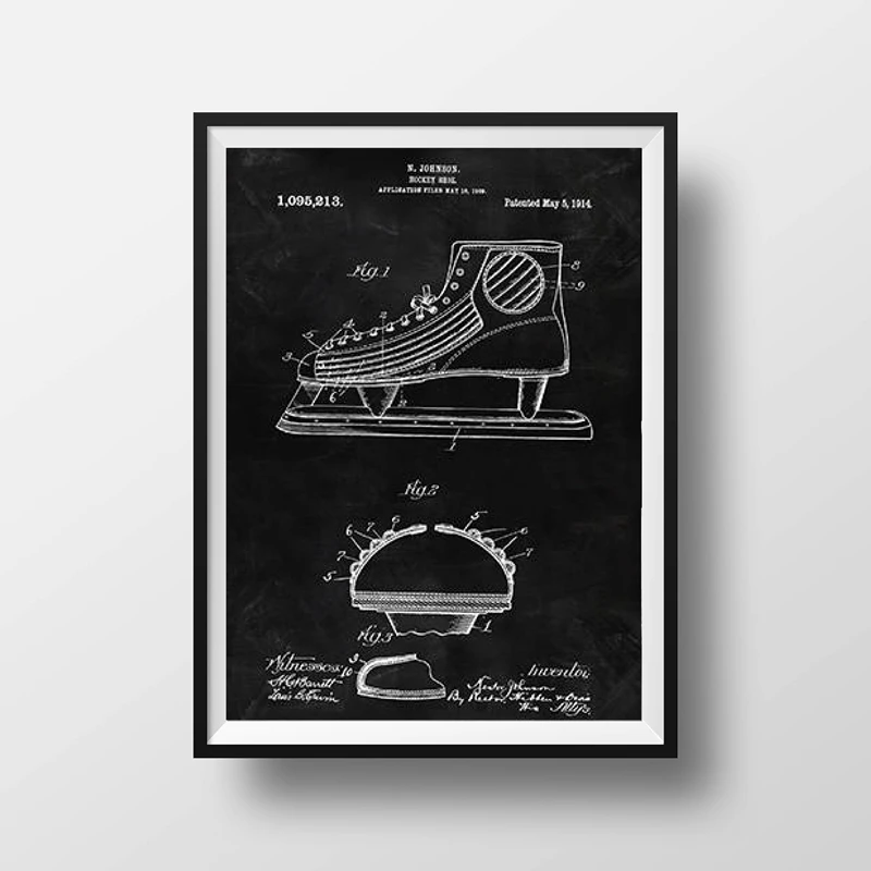 Hockey Patent Blackboard Canvas Prints
