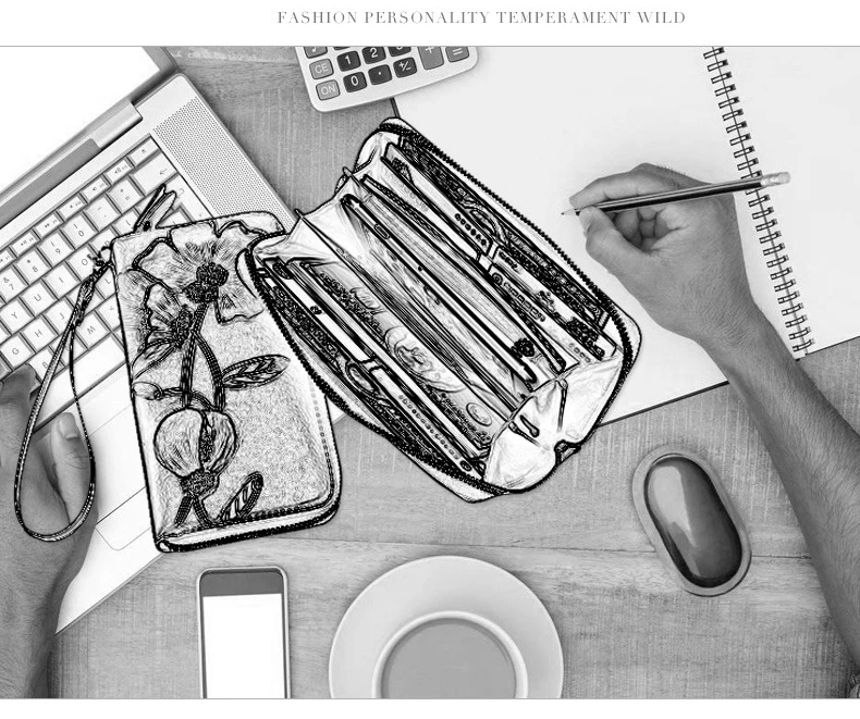 RFid кошелек Женский кошелек цветок натуральная кожа Carteria клатч Винтажный Длинный многофункциональный телефон на молнии роскошный бренд