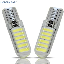 Современный автомобильный T10 светодиодный светильник для автомобиля 194 168 DC 12V стояночный стоп 7020 12SMD для чтения с боковой внутренней купольной лампой белого цвета 5500K