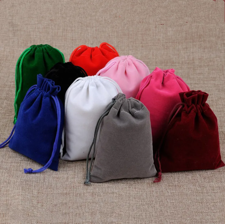 

10pcs 7x9 /9x12cm Packing Drawstring Velvet Pouch Sachet Gift Bag For Jewelry Wedding Things Party Bead Container Storage