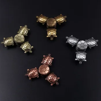 

Vintage Style Fidget Spinner Turtle Pattern Metal Finger Spinners with fidget spinner box Tri spiners Gift for fidget Adult Toys