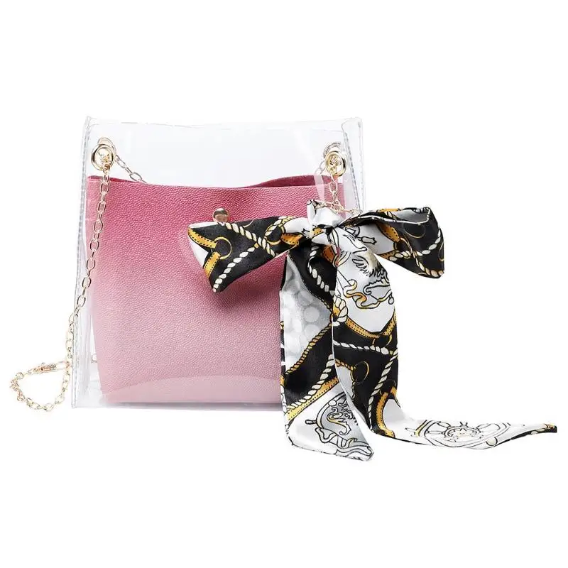 2 шт. для женщин сумочка на ремне ПВХ желе дамы курьерские Сумки повседневное сумки - Цвет: Розовый