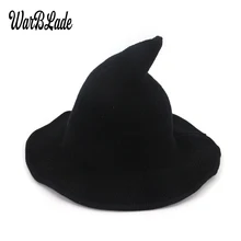 Вдоль овечьей шерсти шапка трикотажная шляпа рыбака Осень-зима женской моды ведьмы острым бассейна Панама аксессуары