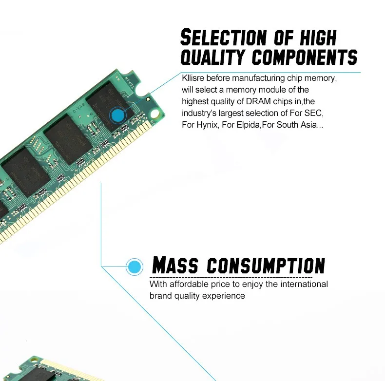 Kllisre DDR2 2 Гб ОЗУ 800 МГц PC2-6400U 240PIN Память DIMM для рабочего стола