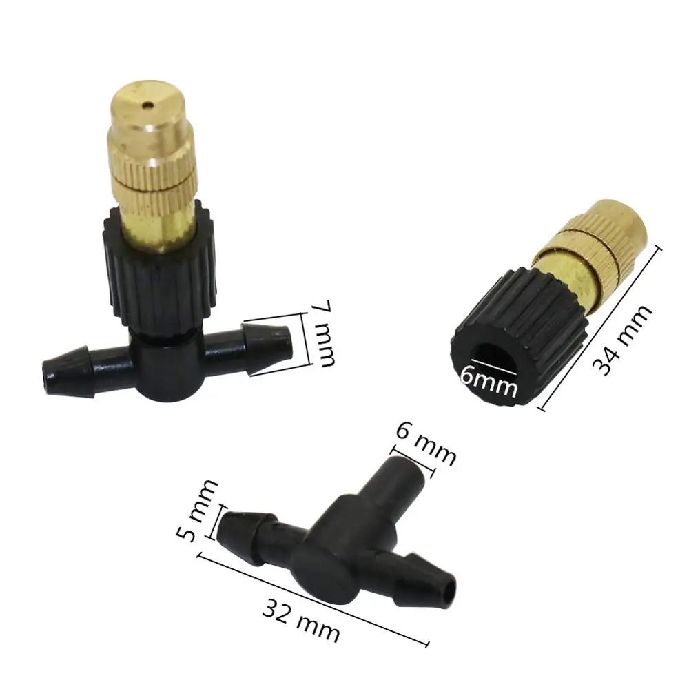 5 Pcs Copper Mist nozzles Agriculture tools Greenhouse Irrigation Automatic cooling humidifying Sprayer with 4mm Tee