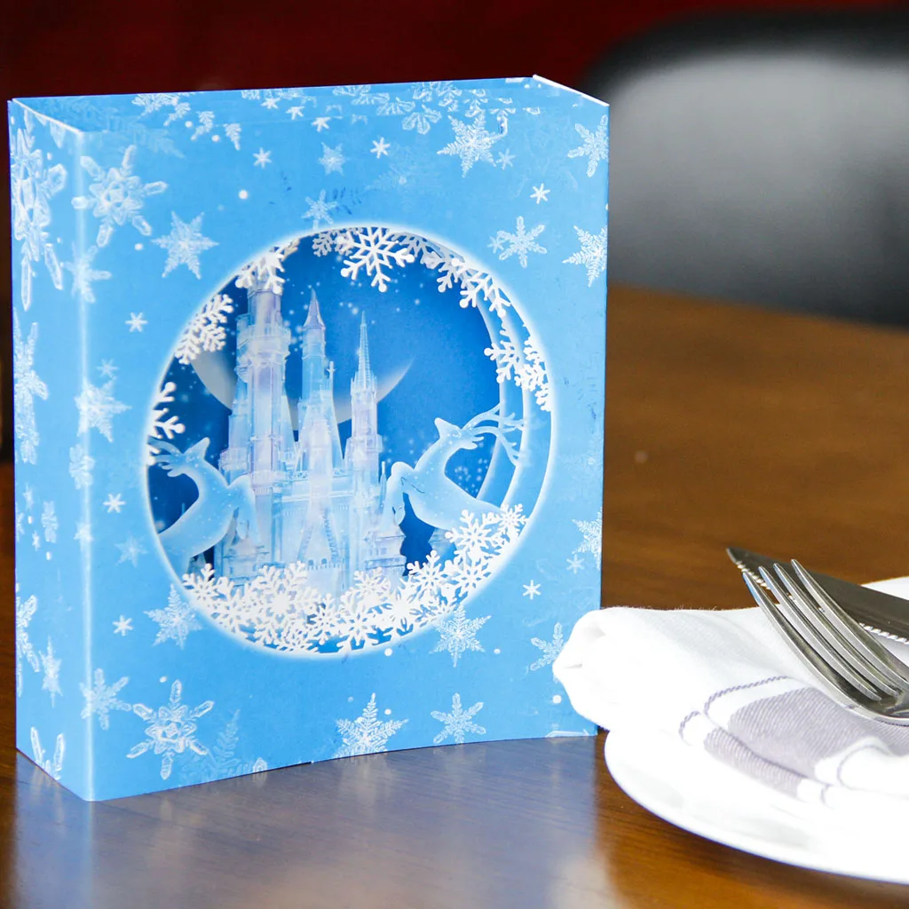 Ручной работы 3D Pop Up ледяной замок Снежинка Олень поздравительная открытка с Рождеством подарок