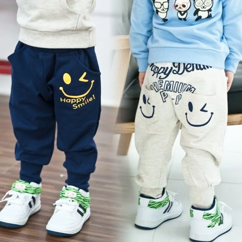 

Kids Boys Girl Unique Smiling Clothes Harem Pants Trousers Cartoon Garcon Carters Toddler Leggings Menino Outono Inverno Menina