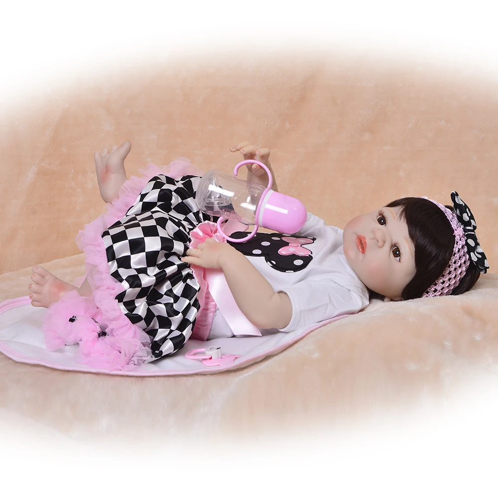 Симпатичные 23 '57 см куклы Reborn младенцев полный силиконовый винил тела Reborn куклы принцесса Дети Playmates детские игрушки девочка Мода Подарки